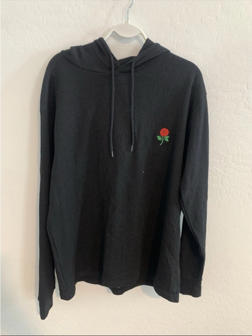 Eighty Eight Black hoodie with Red Rose Embroidery